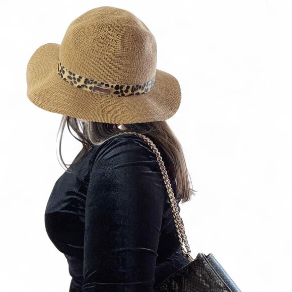 Vince Camuto Knit Fedora Hat - Leopard Band